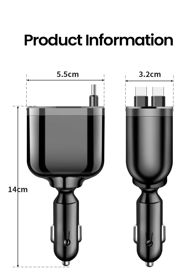 Elough 5 in 1 Retractable Car Charger