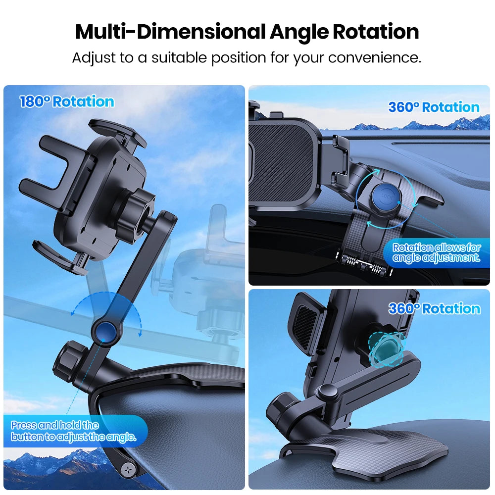 TOPK Phone Mount for Car Dashboard 360 Degree Adjustable Cell Car Phone holder with Anti-slip Silicone Clip Multi-Angles&Stable