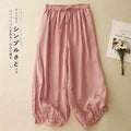 Linen Floral Embroidered Harem Trousers