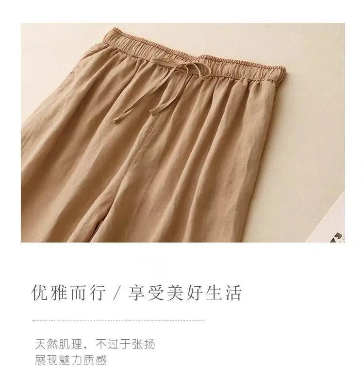 Linen Floral Embroidered Harem Trousers