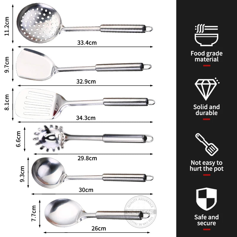 6 Pieces Kitchen Cooking Utensil Set Stainless Steel