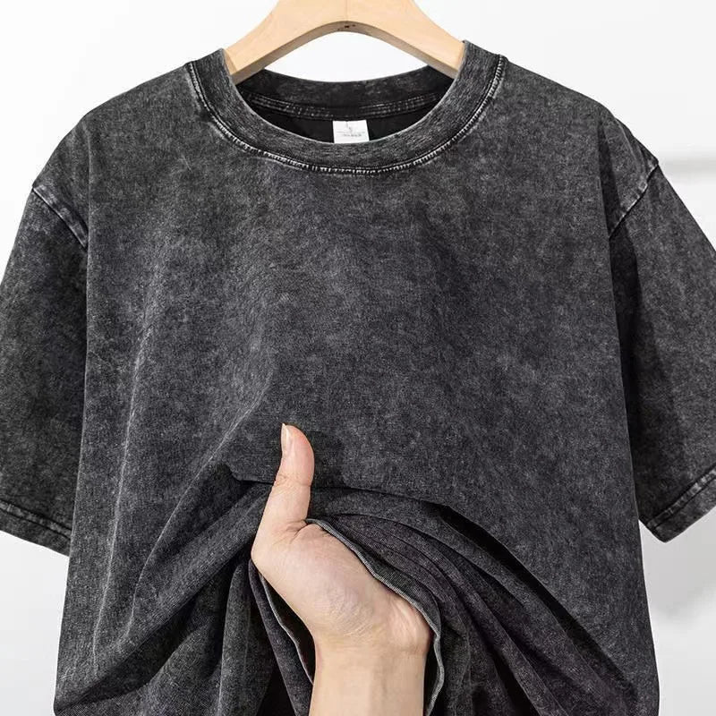 Summer T-shirt Heavy Cotton Vintage Washed