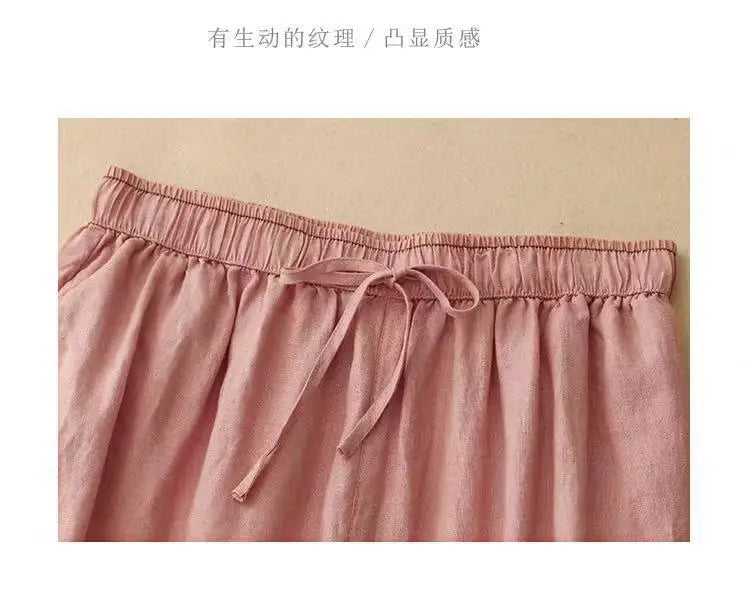Linen Floral Embroidered Harem Trousers