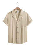 Summer Mens Shorts Sleeve Shirts Business T-Shirts Men Breathable Solid Color Streetwear Button Shirts for Men White Shirts