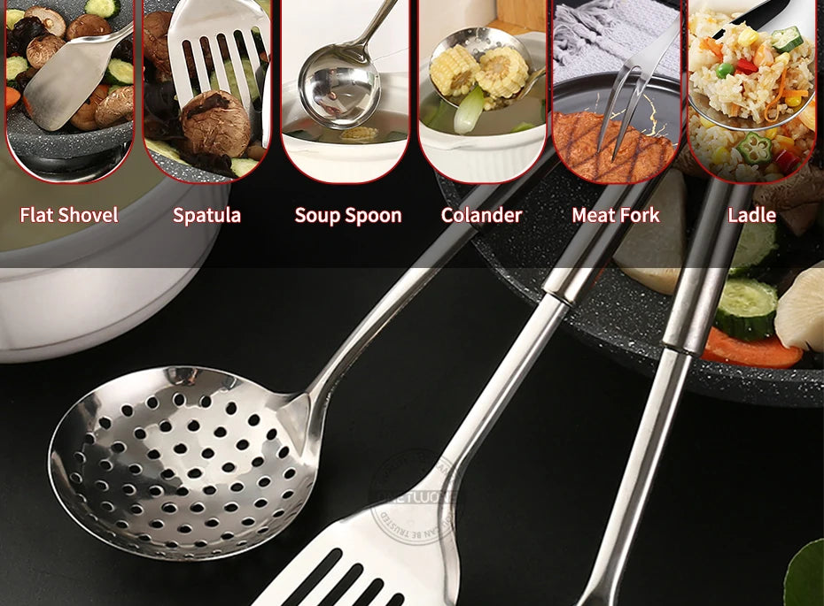 6 Pieces Kitchen Cooking Utensil Set Stainless Steel