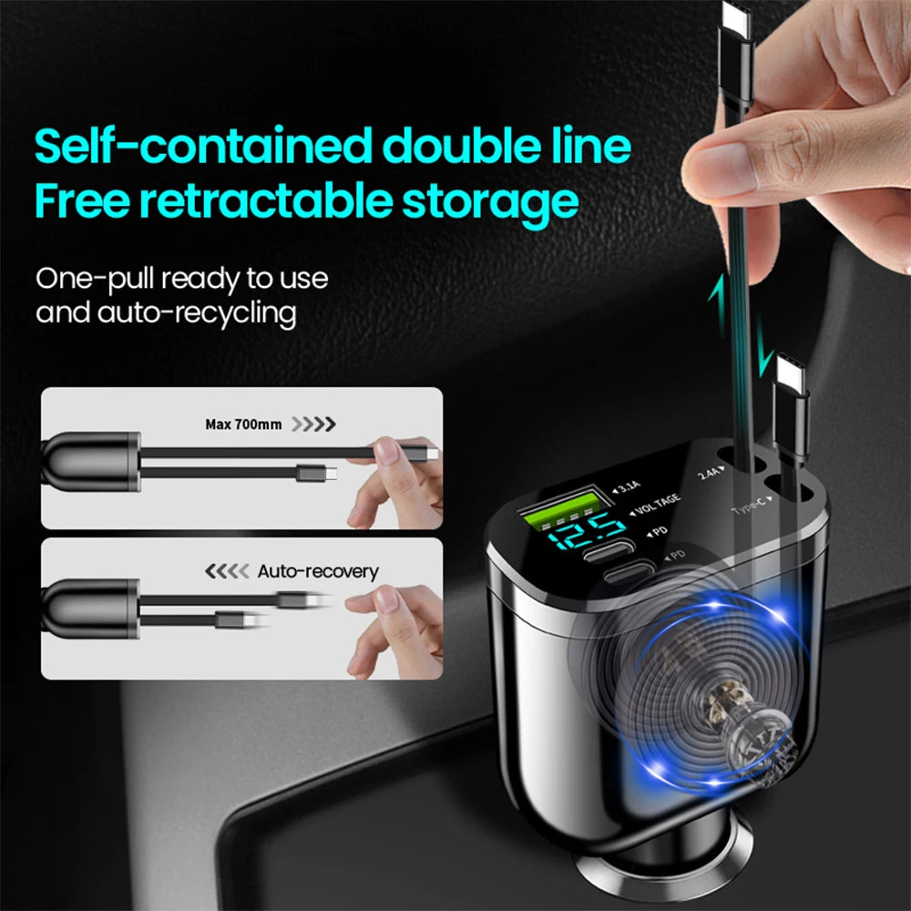 Elough 5 in 1 Retractable Car Charger